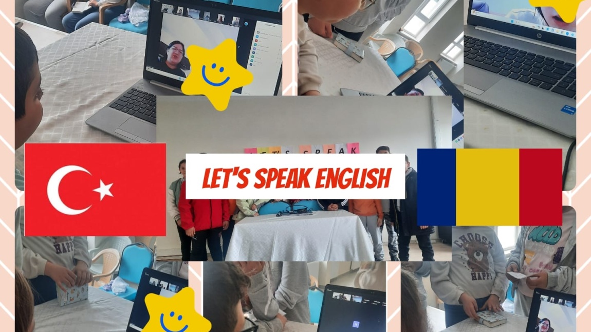 Türkiye, Romanya,İspanya, Litvanya ve İtalya işbirliği ile yürütülen Let's Speak English projesinde 5 /F Sınıfı öğrencilerimiz Romanya'daki arkadaşları ile tanıştı.